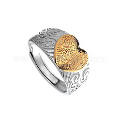 Регулируемые кольца на палец из латуни в форме сердца&nbsp;WG5155F-01