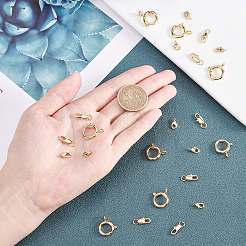 24 шт. 4 вида латунных карабинов и пружинных застежек&nbsp;KK-CA0001-51G