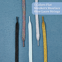 10 пара двухцветных блестящих светоотражающих пластиковых шнурков AJEW-DC0001-44