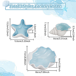 3 шт. 3 стиля керамической тарелки для украшений на морскую тематику&nbsp;AJEW-NB0007-92