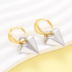 Двухцветные латунные серьги-кольца в форме сердца EJEW-D322-12GP-02A