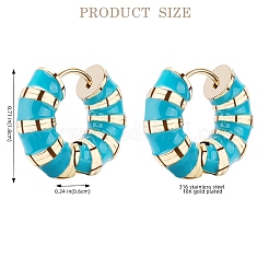 Толстые серьги-кольца в полоску с эмалью&nbsp;JE1110B