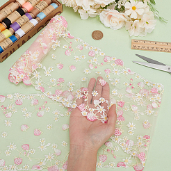 2 ярд полиэстеровой кружевной ленты с вышивкой клубникой и цветами OCOR-WH0100-55