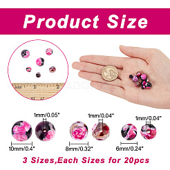 60шт 3 стиля наборы бусин из натурального окрашенного огненного агата с трещинками G-AR0005-16B