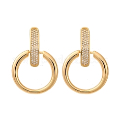 Латунные серьги-гвоздики с микропаве из прозрачного кубического циркония&nbsp;EJEW-F374-01G