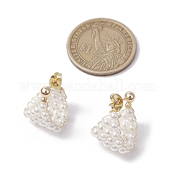 Круглые серьги-кольца из латунной ракушки с жемчугом EJEW-TA00619