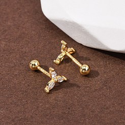 Серьги-гвоздики Windmill 925 из стерлингового серебра с микропаве из прозрачных кубических цирконий&nbsp;EJEW-K317-13G