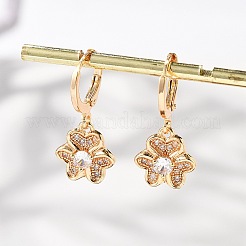 Серьги-кольца из латуни с микропаве из прозрачного кубического циркония для женщин EJEW-G428-24G-01