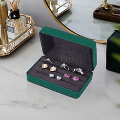 Прямоугольные коробки для показа колец на палец из искусственной кожи с 3 слотом CON-WH0099-10B