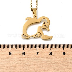 Ожерелья из нержавеющей стали 304 с подвеской в виде пингвина и рыбы NJEW-Q032-01B-G