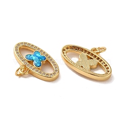 Латунь микропаве циркония с подвесками из синтетического опала&nbsp;KK-D096-11G