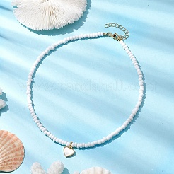 Ожерелья с подвесками в форме сердца из пресноводной ракушки в богемном стиле&nbsp;NJEW-JN04774