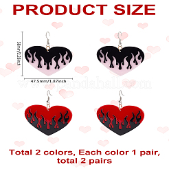 2 пара двухцветных сережек-подвесок из акрилового сплава&nbsp;EJEW-LP0001-85