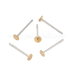 Серьги-гвоздики из нержавеющей стали 304 с плоской круглой латунной головкой&nbsp;X-STAS-R073-01