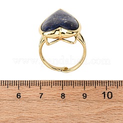 Перстни из натурального лазурита в форме сердца RJEW-M076-03G-08