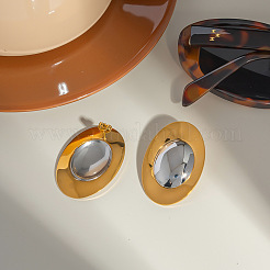 Модные двухцветные овальные серьги-гвоздики из нержавеющей стали NB1890