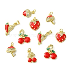 12 шт. 6 стиля латунные подвески с микропаве и кубическим цирконием&nbsp;KK-CJ0002-88