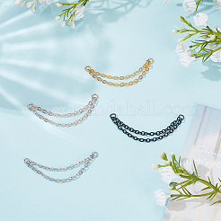 8 шт. двухцветные серьги-гвоздики из нержавеющей стали с двойными подвесными цепочками&nbsp;AJEW-ME0001-50