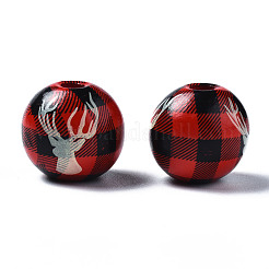 Расписные европейские бусины из натурального дерева WOOD-S057-036A