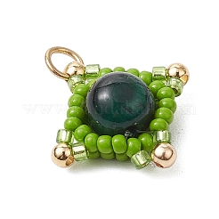 Подвески в виде звезд из натурального тигрового глаза (окрашенного и нагретого) и стеклянных бусин ручной работы PALLOY-MZ00493-04