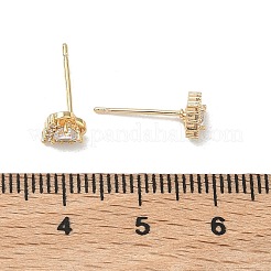 Женские серьги-гвоздики из латуни с микропаве и прозрачным кубическим цирконием&nbsp;EJEW-F403-04G