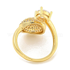 Открытая манжета из латуни с микропаве из прозрачного кубического циркония для женщин&nbsp;LS-RJEW-M173-03B-G