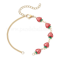 3 шт. 3 варианта браслета из латунной эмали с красными звеньями в форме клубники.&nbsp;AJEW-JB01546