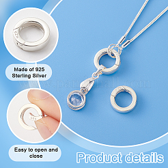 2 шт. 925 кольца-пружинки из стерлингового серебра с 925 штампами STER-PH0002-15