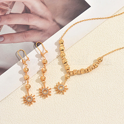 Комплекты серег и ожерелий из винтажной латуни с микропаве из прозрачных кубических цирконий для женщин&nbsp;PM5881