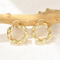 Серьги-кольца из латуни с витым кольцом&nbsp;LS-EJEW-B117-01G