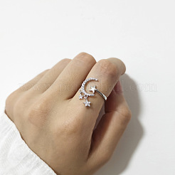 Кольца-манжеты из стерлингового серебра с родиевым покрытием в виде звезды и луны FS-WGB6FCD-01