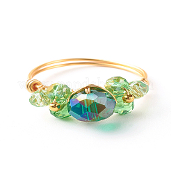 Гальванопластика граненые стеклянные бусины кольцо на палец X1-RJEW-TA00014-02