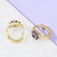 Латунные микро проложить серьги обруча кубического циркония EJEW-S277-07G