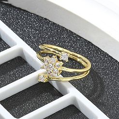 Кольца-манжеты для женщин с покрытием из латуни с микропаве из прозрачного кубического циркония&nbsp;RJEW-M028-83G