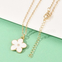 Кулон в виде белого цветка из эмали&nbsp;NJEW-A066-04G