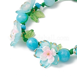 Цветочные акриловые бусины плетеные браслеты из бисера для женщин BJEW-MZ00184-03