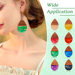 16шт 8 цвета прозрачные подвески из смолы и орехового дерева RESI-TA0002-66