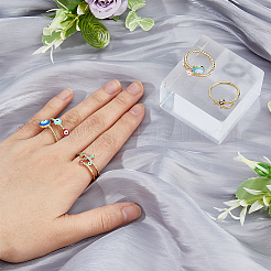 4 шт. 4 стиля цветные эмалевые открытые манжетные кольца от сглаза с прозрачным кубическим цирконием&nbsp;RJEW-FI0001-07