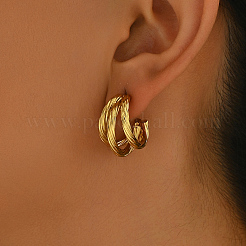 Элегантные серьги-гвоздики из нержавеющей стали 201 с тройной закруткой в форме буквы С&nbsp;AB3711-1