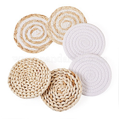 6 шт. 3 стиля подставки под горячее ручной работы с плетеными салфетками из кукурузной соломы&nbsp;AJEW-MB0001-04