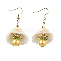 Серьги-ракушки из нержавеющей стали 304 с круглыми подвесками EJEW-MZ00549-04