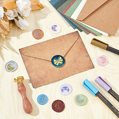 Латунная восковая печать с деревянной ручкой AJEW-WH0412-0024