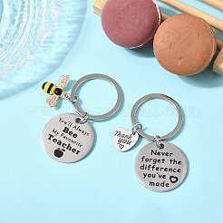 Подарок на день учителя 201 нержавеющая сталь плоский круглый с брелоками в виде слов KEYC-FS0001-09