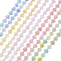 Железные акриловые цепочки ручной работы в форме сердца AJEW-JB01449