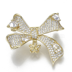 Брошь из латуни с прозрачным кубическим цирконием KK-N232-80-NF