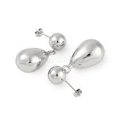 Гладкие каплевидные латунные серьги-подвески для женщин&nbsp;EJEW-D280-02P-01