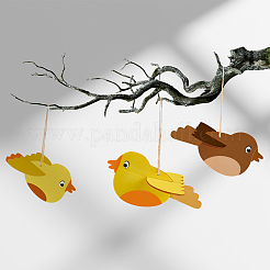 24 шт. 2 стиля птица незаконченные заготовки деревянные подвески набор для рисования искусства&nbsp;WOOD-SP0001-66