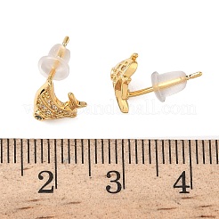 Серьги-гвоздики в форме рыбок с микропаве из кубических цирконий из латуни EJEW-D337-01G