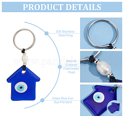 8 шт. 8 стиля стеклянные синие брелки-подвески от сглаза&nbsp;KEYC-PH0002-05