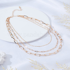 1 шт. сплав скрепки цепи двухслойные ожерелья для женщин&nbsp;NJEW-LP0006-02G